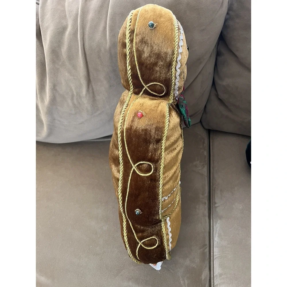 Vintage ITR Gingerbread Boy Pillow Holiday Christmas Plush; 19